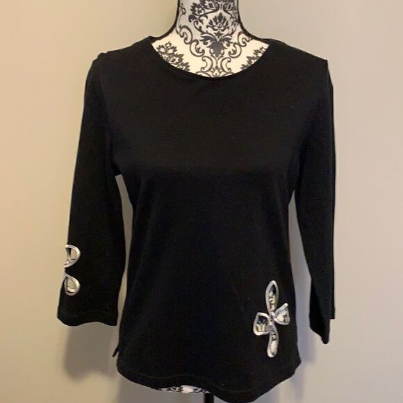 Jane Ashley Tops - Jane Ashley Black 3/4 Sleeve Shirt Size Small